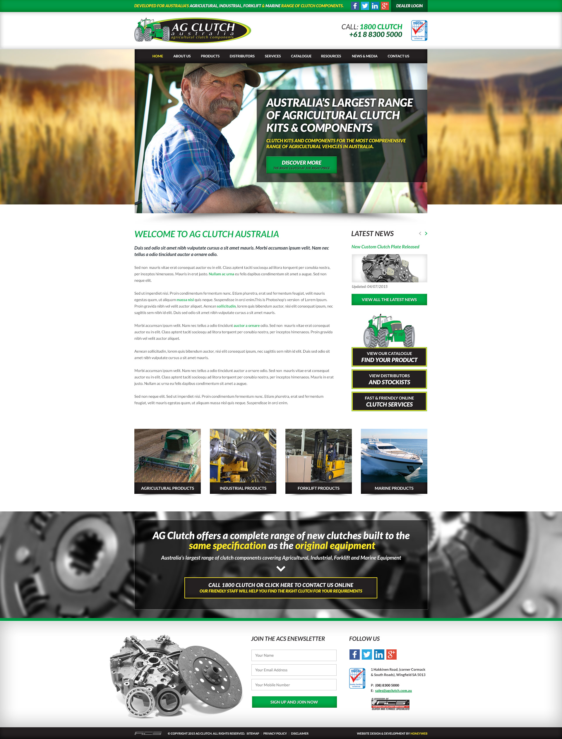 Check out the NEW AG Clutch Australia Website Designed & Constructed by Honeyweb