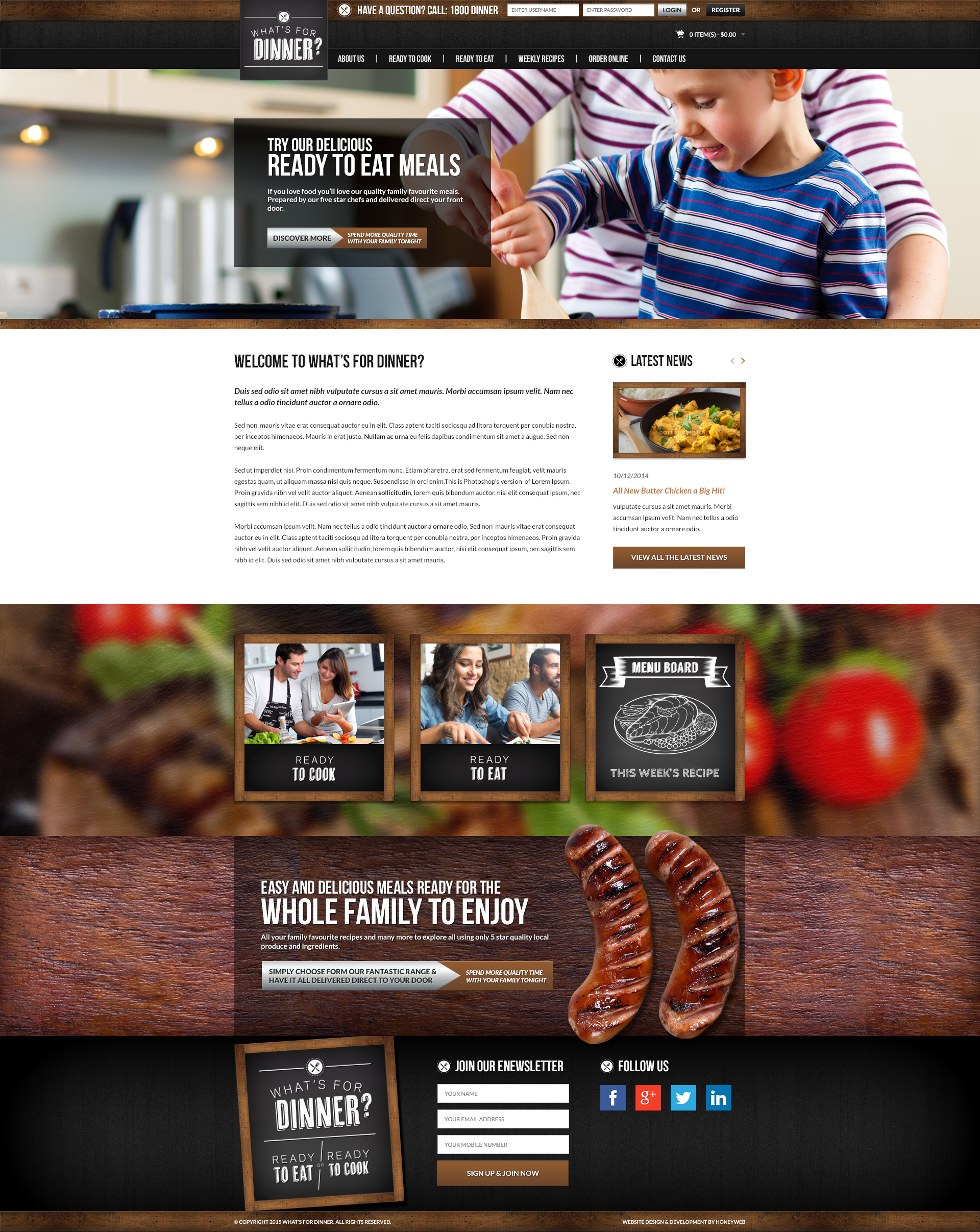 Check out the NEW What’s  for Dinner Ecommerce Website Designed & Constructed by Honeyweb